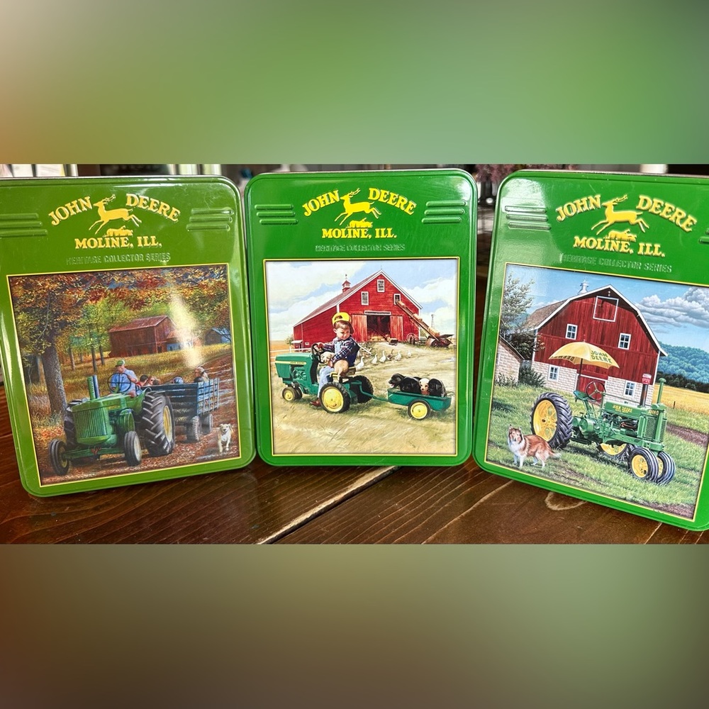Vintage John Deere Collectors 1000 Piece Puzzle Tins X3